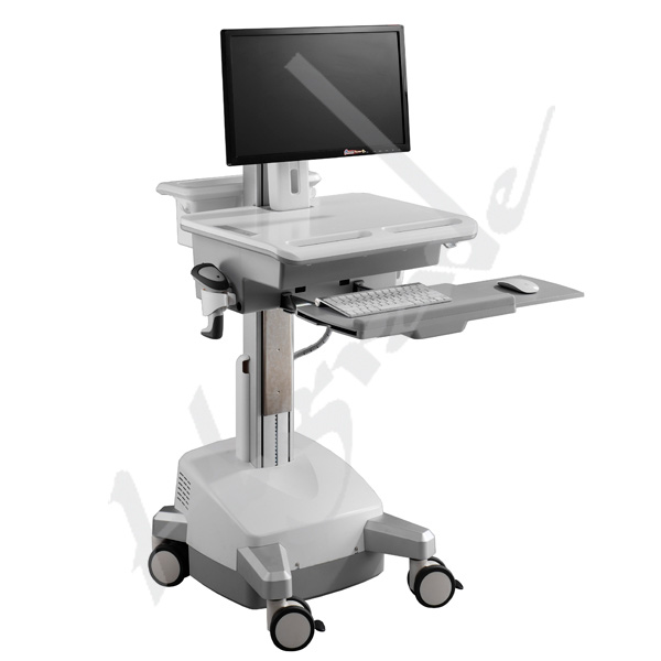 Healthca mobile workstation trolley cart with power- use SLA power single monitor mobile charging Cart