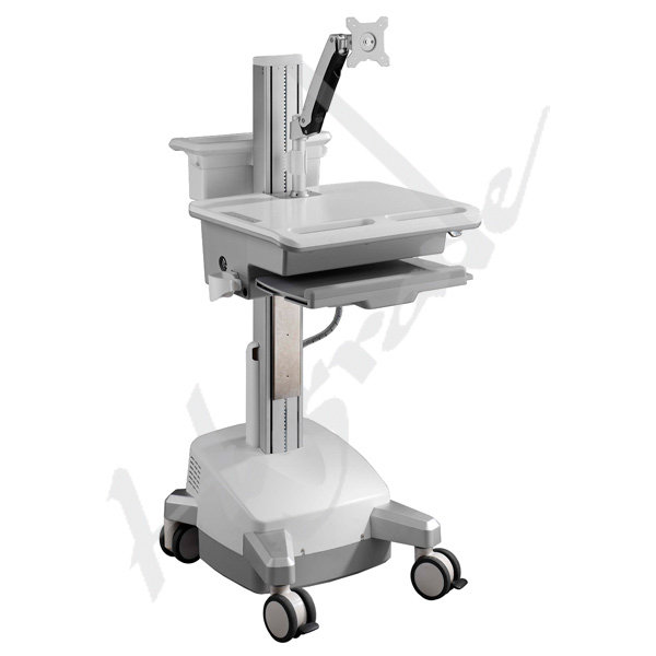 Mobile Trolley Cart for HealthCare IT - Single Monitor with Interactive Arm and SLA power