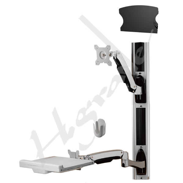 Thin Client Sit-Stand Combo Spring Arm Wall Mount Computer Workstation System